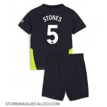 Manchester City John Stones #5 Maglia Gara Trasferta Repliche 2024-25 Bambino Maniche Corte